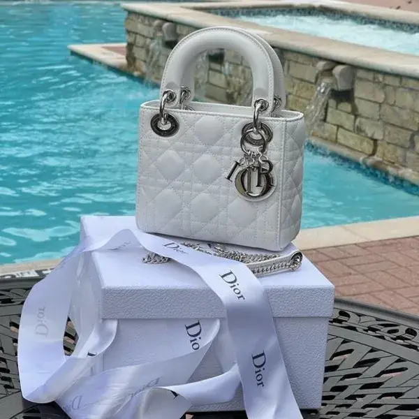 xSoldX Mini Lady Dior,White, Box,Dustbag,Ribbon,Cards