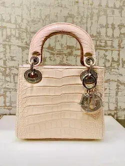 Exotic leather beige mini Lady Dior bag 