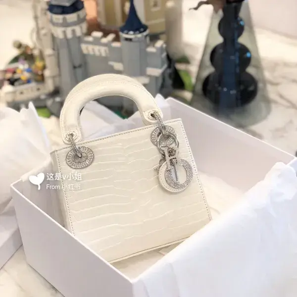 Lady Dior white croc diamonds