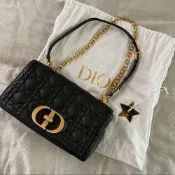 Dior Caro Medium in Black with Gold Hardware