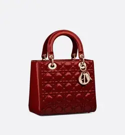 Medium Lady Dior Bag Cherry Red Patent Cannage Leather