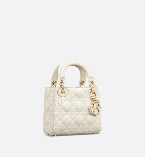 Mini Lady Dior Tasche Cannage Leder In Latte