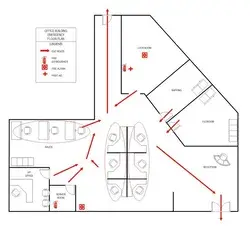 Office Building Emergency Floor Plan | EdrawMax Free Editable Template