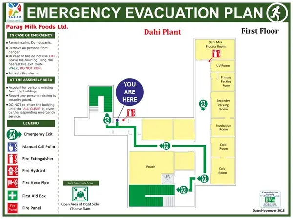 Manufacturing unit emergency evacuation plan