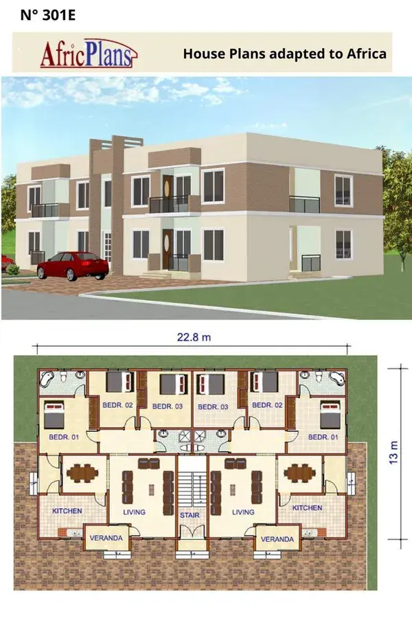 A Block of 4 Apartments, of 3 Bedrooms each