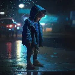 A kid standing on the road