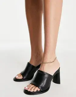 Topshop Rianna unlined round toe mule in black