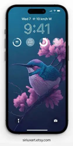 Hummingbird Color Illustration Art Apple iPhone Screen Display Digital Wallpaper Background
