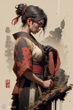 ⛩️ Элегантность и мастерство техники stable diffusion: изображение японской воительницы 🎎🖌️⚔️
