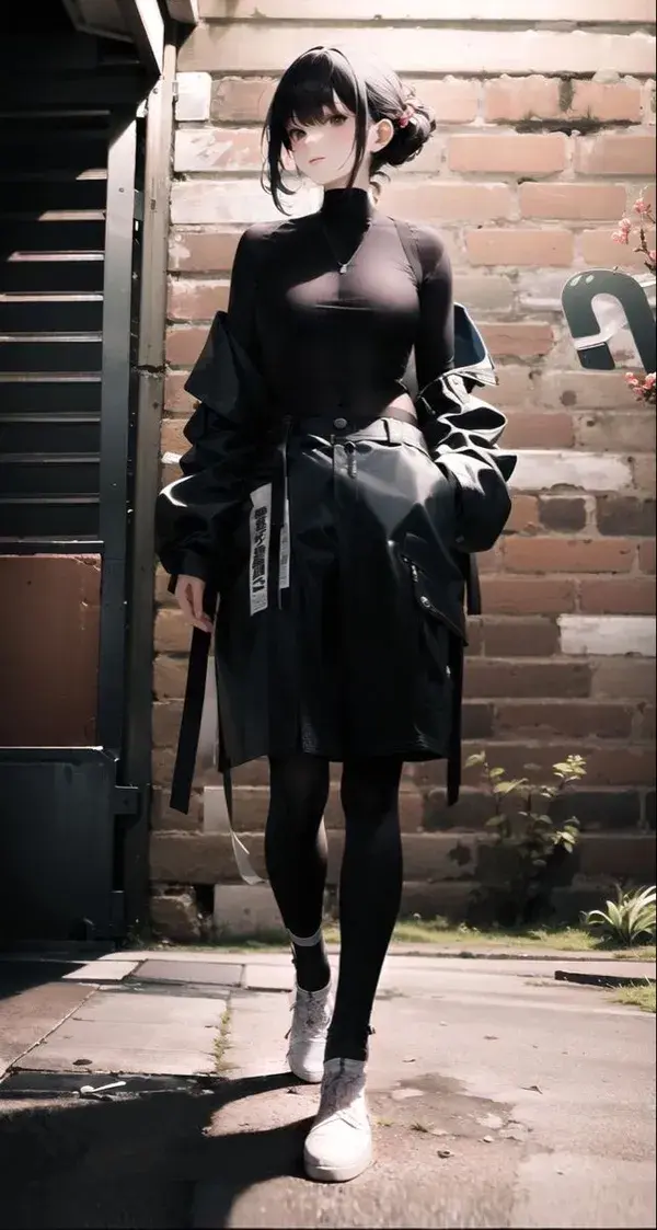 AI generated, girl in techwear