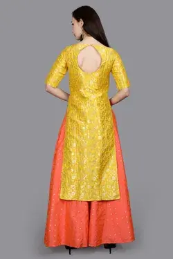 Brocade Woven Suit Set in Yellow