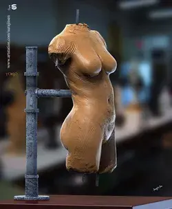 Female torso - Digital Sculpture by _Surajit Sen