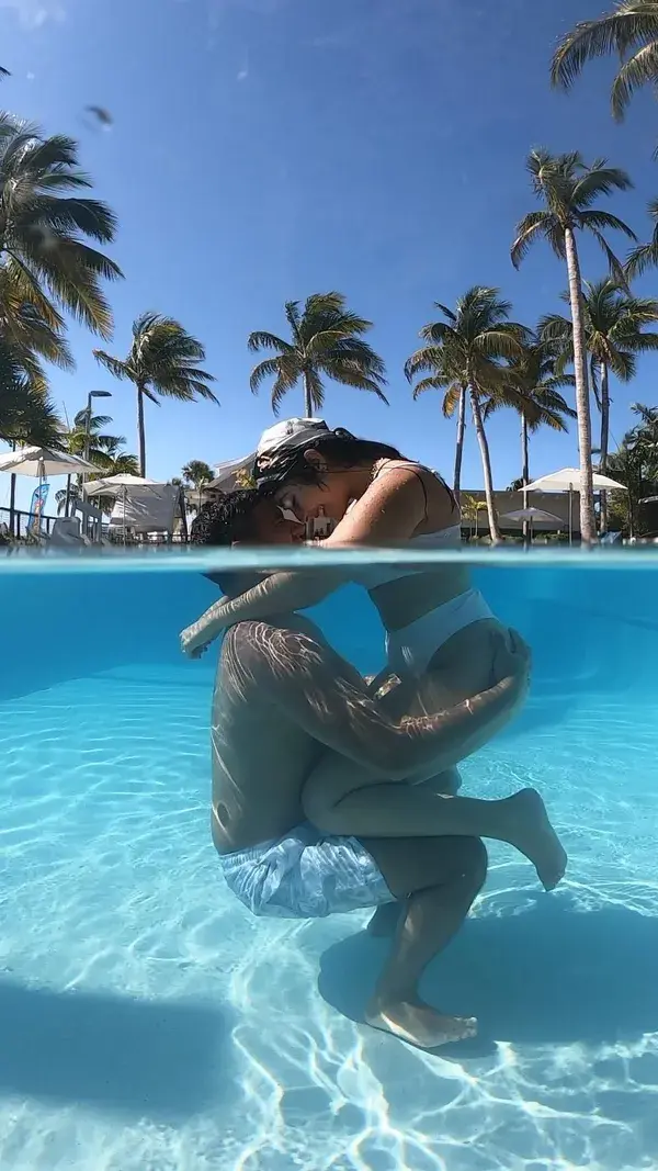 Cute couple in a pool in Key West