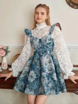 blue&white elegant dress 🦋🤍