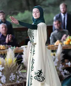 Chechen woman in traditional Chechen dress (North-East Caucasus, Chechnya)