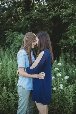 Same-Sex Couple Engagement Session in Flat Fork Creek Park in Fortville, Indiana