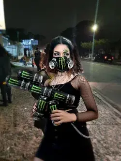 Monster energy gun and gas mask