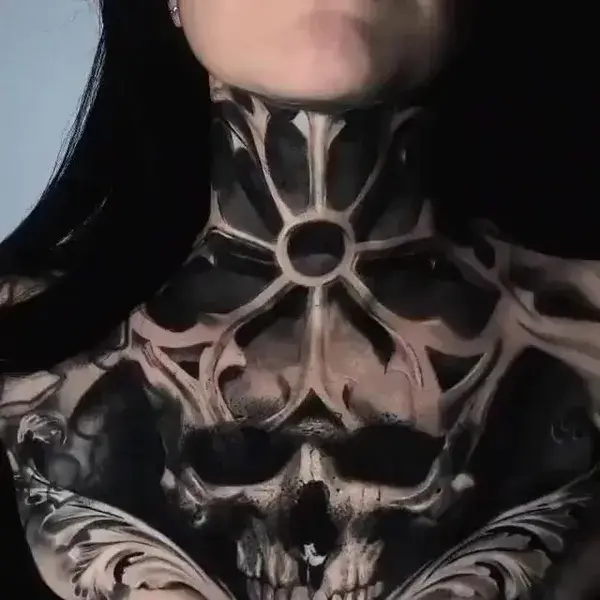 Neck Skull Tattoo