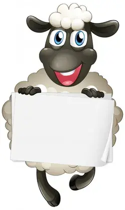 Download Blank Sign Template With Cute Sheep On White Background for free