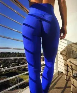 Seamless High Waist Yoga Pants - Blue / XL / United States