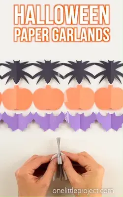 Paper Crafts  | Halloween Paper Garland Cutouts,Bats, Spiders, Pumpkins, Ghostsand Black Cats!