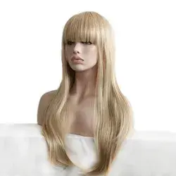Straight Side Part Ombre Blonde -With Brown Roots Lace Front Wig
