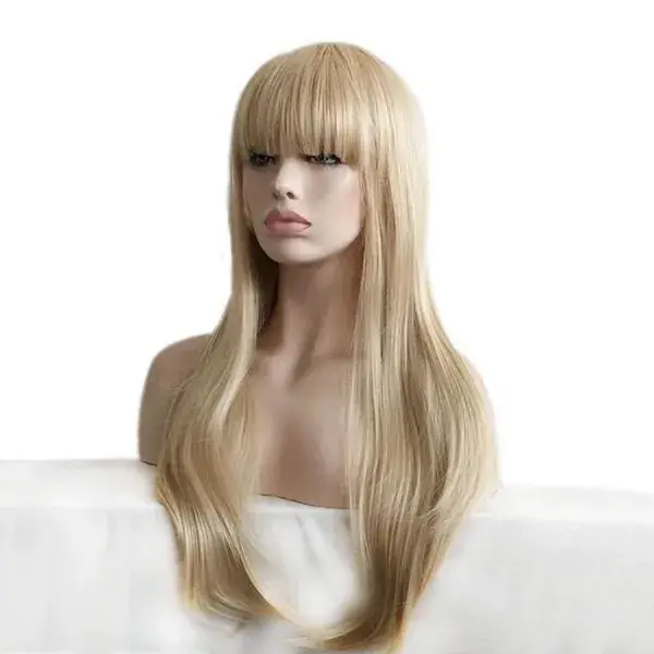 Straight Side Part Ombre Blonde -With Brown Roots Lace Front Wig