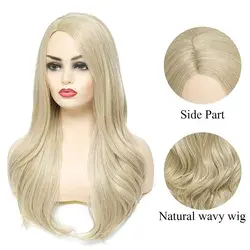 24 Inch Blonde Long Wavy Hair Wigs For Women Side Part Synthetic Natural Looking Hair Wigs For Daily Party Halloween Use