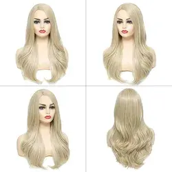 24 Inch Blonde Long Wavy Hair Wigs For Women Side Part Synthetic Natural Looking Hair Wigs For Daily Party Halloween Use