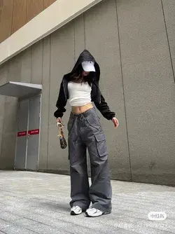 Parachute Pants Women, Cargo Pants for Women Baggy Low Waist Zipper Y2K Pants Light