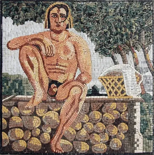 Ancient Scene Mosaic - 152cm x 152cm (60 x 60) / With frame / No