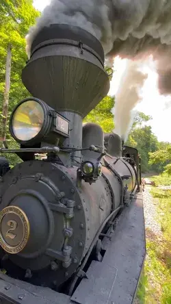Shay No. 2 Steam Engine Train Blowing The Whistle at Cass Scenic Railroad, West Virginia