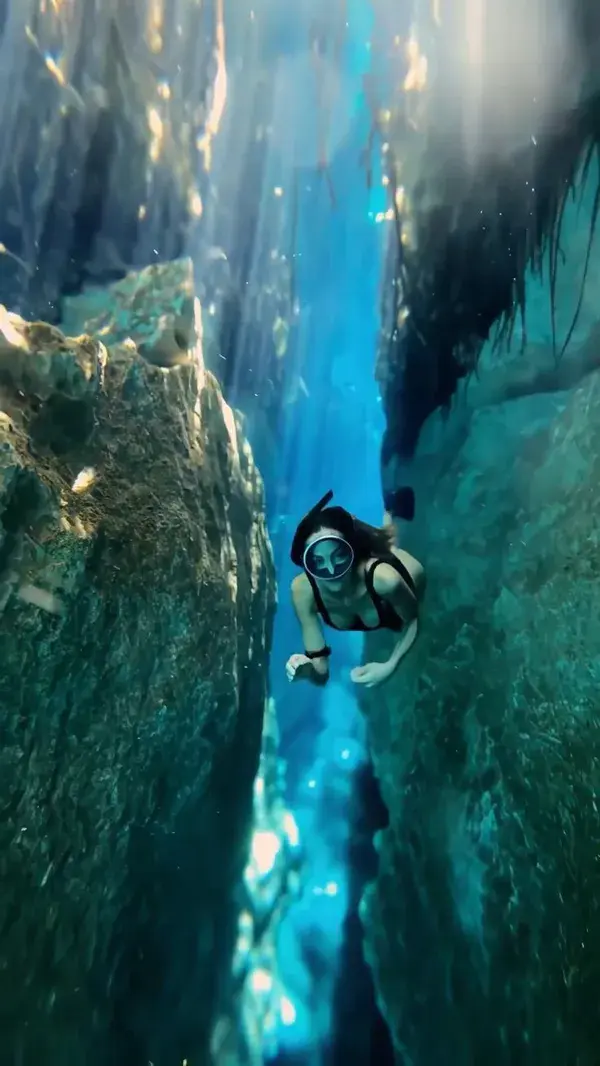 Diving in crystal clear waters