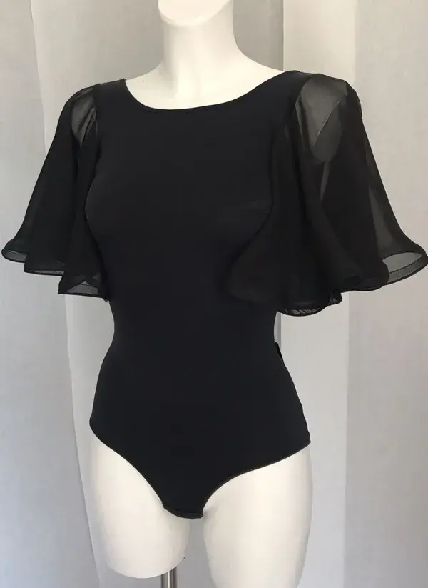 Ballroom practice leotard with flare sleeves 