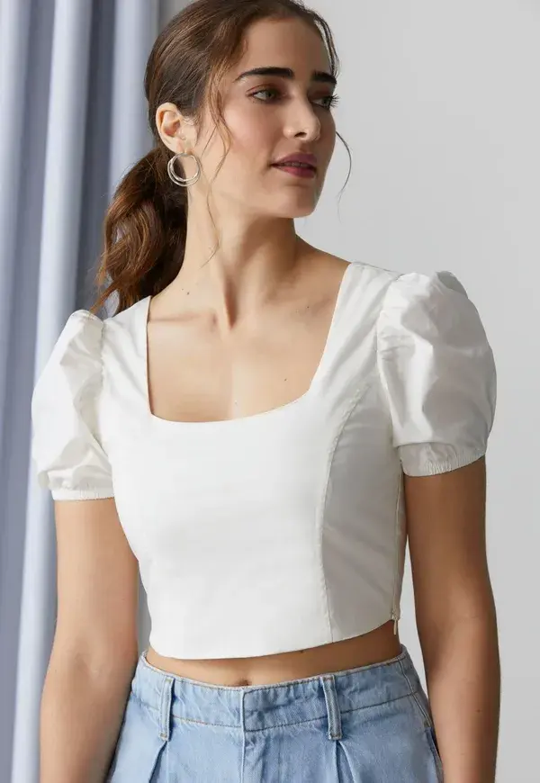 Blusa AMARO Corset Manga Bufante Off-White