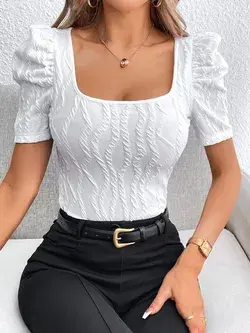 Square Neck Puff Sleeve Tee