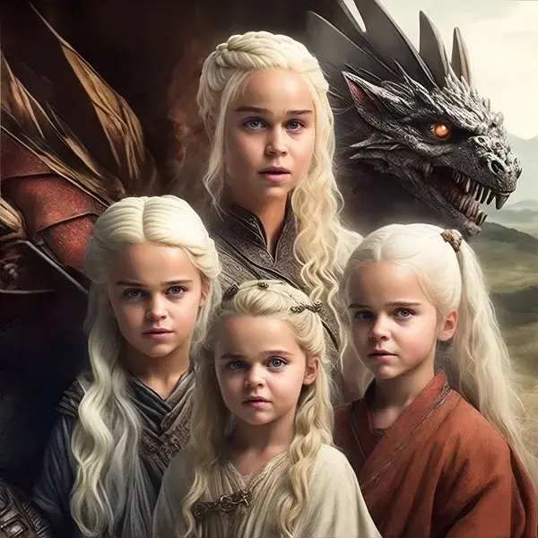 DAENERYS TARGARYEN AND HER KIDS - INTELIGÊNCIA ARTIFICIAL