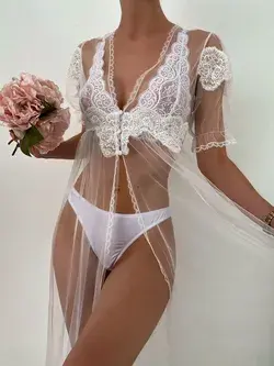Sheer Mesh Robe Without Lingerie Set