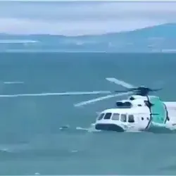 Russia.Helicopter.Takeoff demonstration from the water surface.