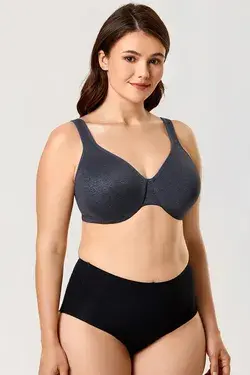 Dark Heather Full Coverage Seamless Non-Padded Bra for Women Dark Gray / G / 42