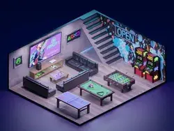 small game room design zen space gamer stuff gaming set up game concept art characters gaming room