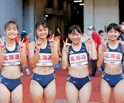 '22陸上選手権ﾘﾚｰ競技/U16女子4×100m北海道🥇優勝