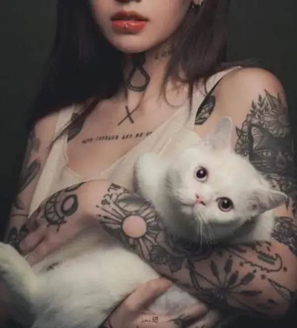 With cat