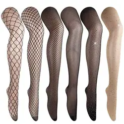 DRESHOW 6 Pack Fishnet Stockings Hight Waist Tights Thigh High Pantyhose Plus Size