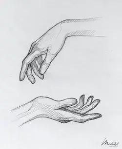 Sketchy line art - hands study