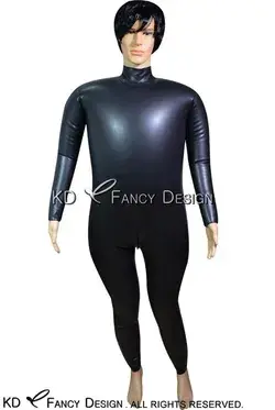 Black Sexy Fetish Inflatable Latex Catsuit With Back Zip Rubber Bodysuit Overall Zentai Body Suit