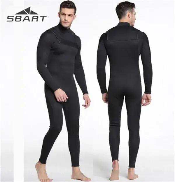 3MM Mens Wetsuit Black Chest Zip Thicken Thermal Stinger Suit Jumpsuit Snorkeling One-piece Fullbody Long Sleeve Rash Guar - L