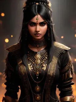 Indian woman dressed in black and gold
