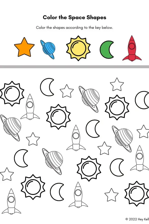 Preschool Space Theme Printable Activities - Hey Kelly Marie