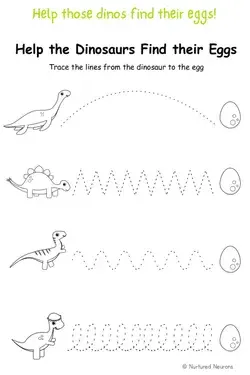 Dinosaur Trace the line printables (Free worksheets) - Nurtured Neurons